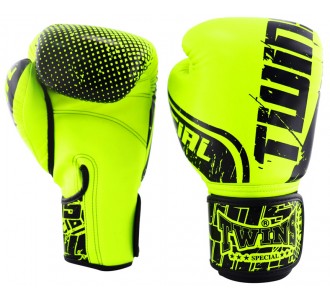Боксерские перчатки Twins Special с рисунком (FBGVS12-TW7 black/light green)